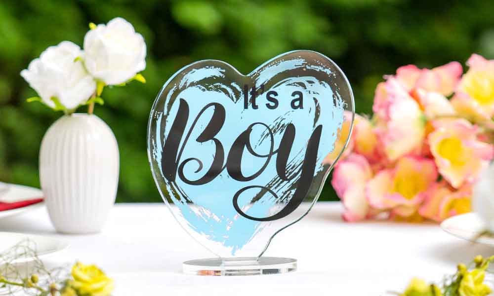 Babyblaue Dekoaufsteller zur Babyparty